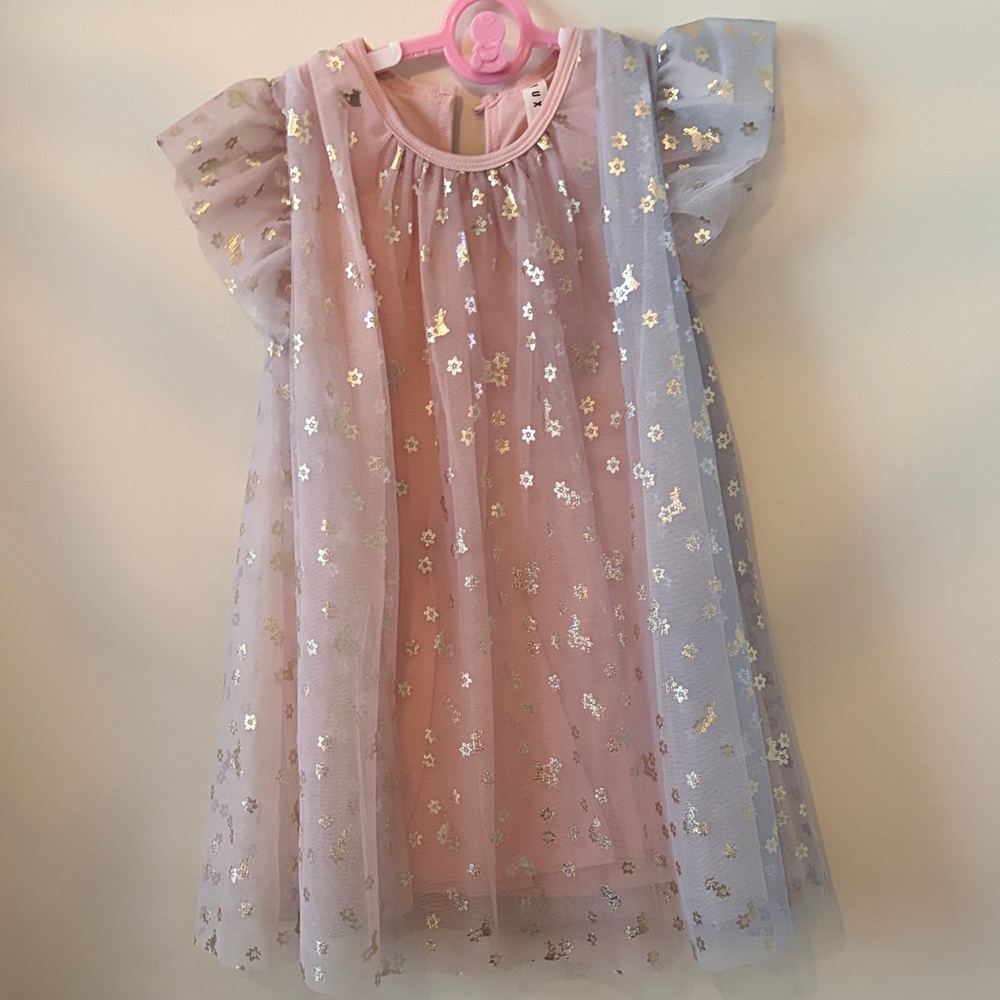 Huxbaby Pink and Blue Starry Dress